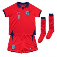 Camiseta Inglaterra Marcus Rashford #11 Visitante Equipación para niños Mundial 2022 manga corta (+ pantalones cortos)
